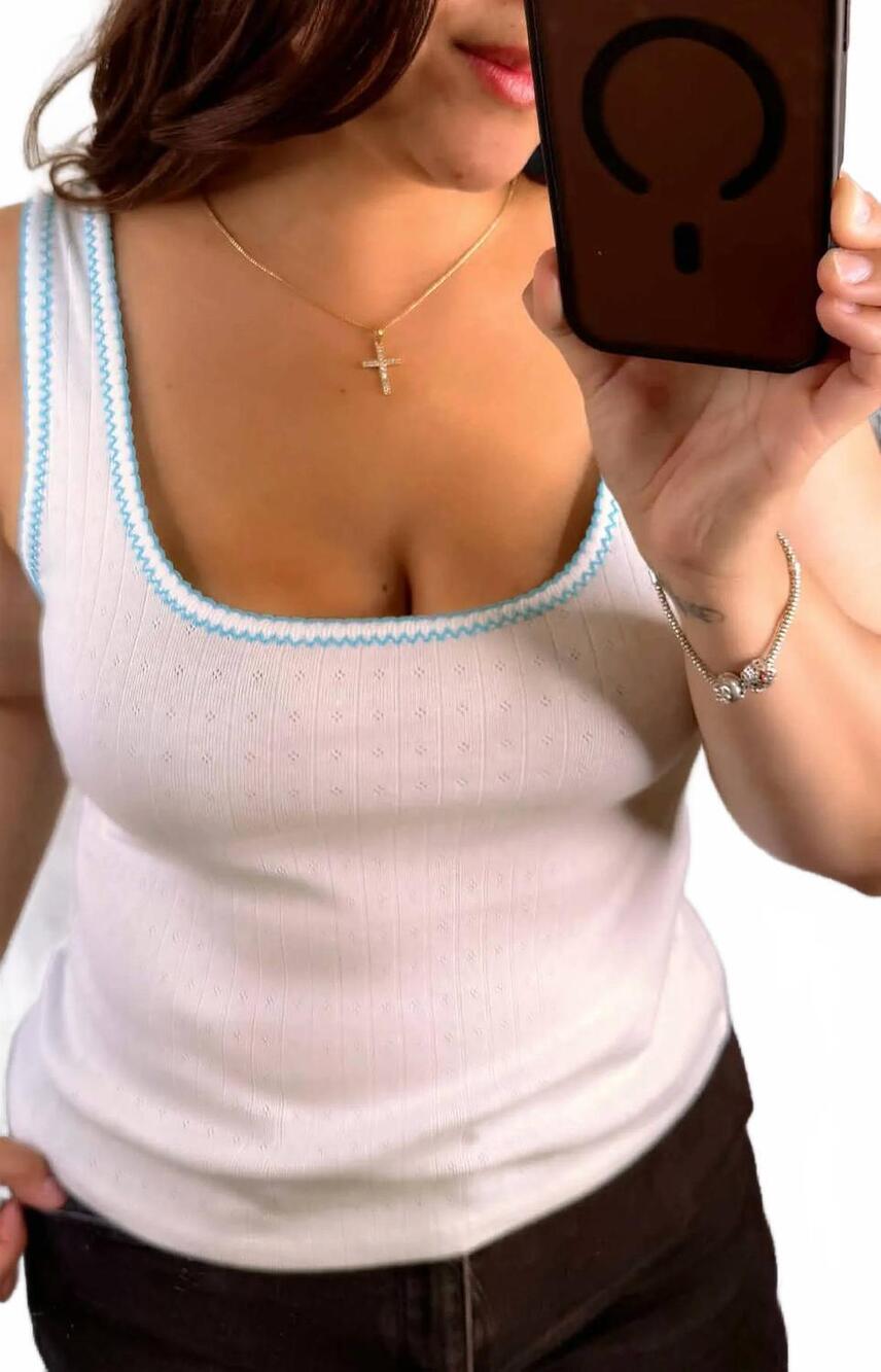 NEW WHITE BIRCH pointelle soft ribbed tank in ivory
